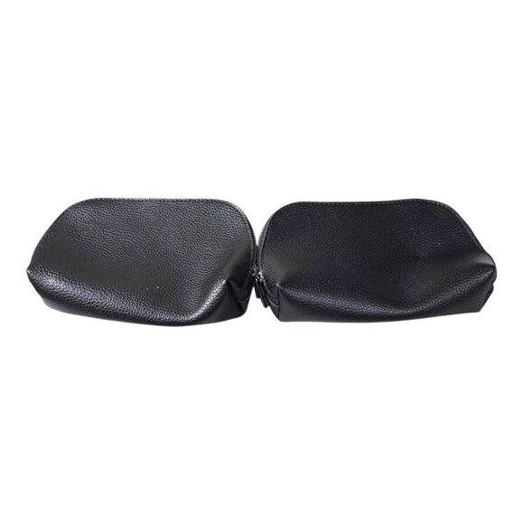 The White Company British Airways Black Textured Leather Zip Empty Pouch Set 2 - Picture 4 of 6